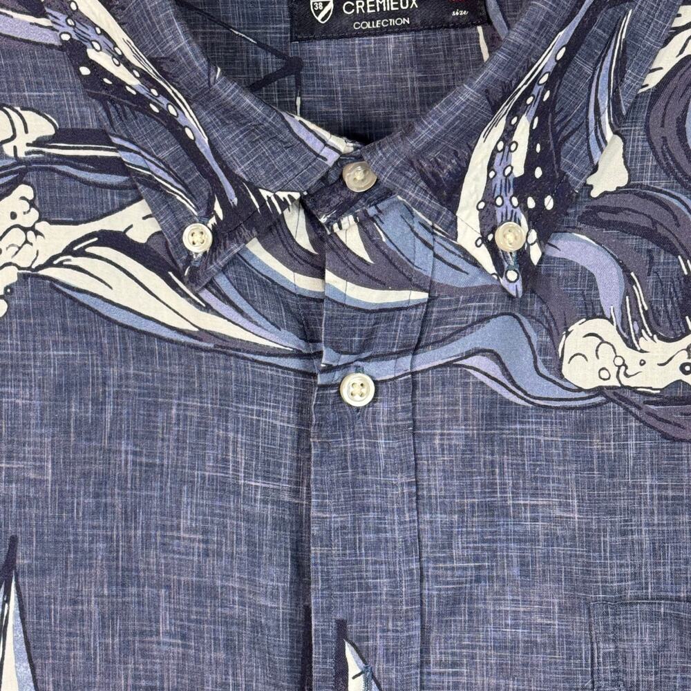 Cremieux XX-Large Mens Hawaiian Shirt Button-Up Sailboats Palm Tree Short Sleeve - Picture 2 of 7